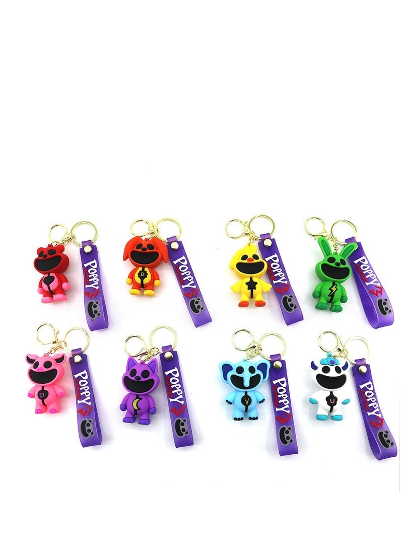 New SmilingCritters Chapter 3 CatNap Keychain,Smiling Critters Keychain,Cute CatNap Cartoon Anime SmilingCritters Keychain Toy for Game Fans Kids Birthday Gift 8pcs - Image 1
